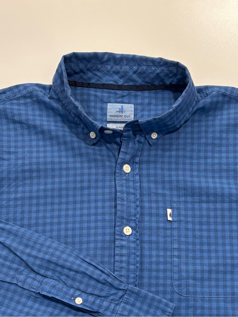 Johnnie-O Men's XL Blue Plaid Long Sleeve Button Down Shirt